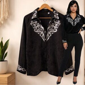 BOB MACKIE Vintage 90s Black Western Style Long Sleeve button up size XL